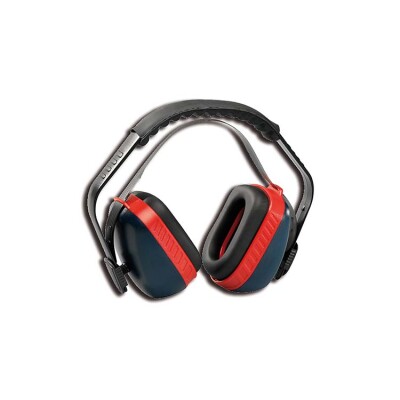 Adjustable noise-reducing earmuffs with double band